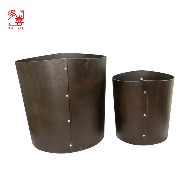 フェイクレザーゴミ箱ゴミ箱家庭用ホームオフィスラウンドPUレザーゴミ箱紙バスケットゴミ箱ゴミ箱ゴミ箱ふたなしの紙バスケット