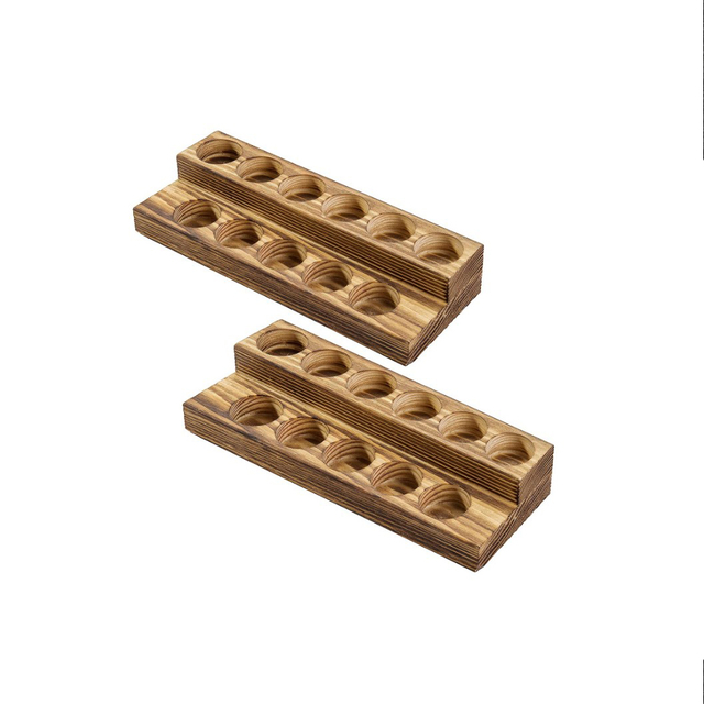 MyGift 2層の素朴なバーントウッド11ボトルエッセンシャルオイルディスプレイスタンド、2個セット