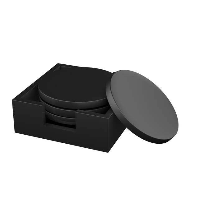 ナチュラルカスタムコーヒーブランクパレットカップマットカスタム昇華コースタードリンク用、ブラックウッドコースター、ブラックコースターホルダー付き