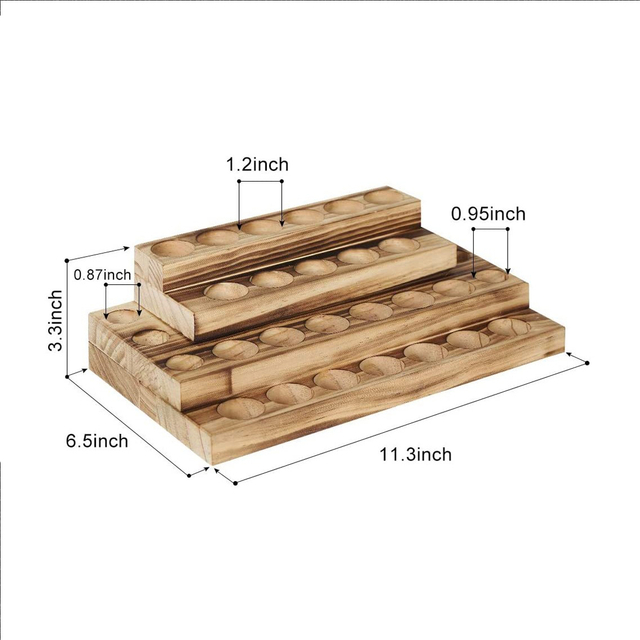 Pure Vie 4層エッセンシャルオイルボトル木製収納ディスプレイスタンドトラベルディスプレイプレゼンテーションホルダー、化粧品アロマセラピーオーガナイザーラックマニキュアフレグランスコンテナ