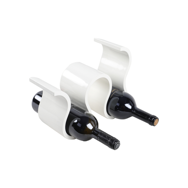 LUCKEGワインラックワインボトルホルダーブランド2層木製ウェーブワインラック、卓上ワイン収納、バー、ワインセラー、パントリー、ファミリーキャビネットに最適（4本）